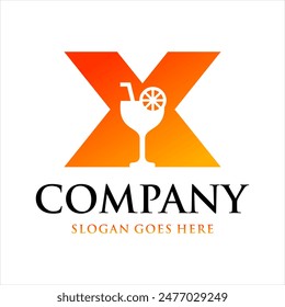 drink glass logo from the letter x