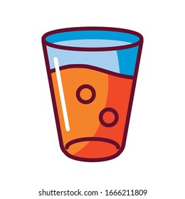 Beber vidrio sobre fondo blanco, icono de estilo de relleno, ilustración vectorial