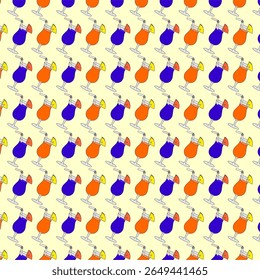 drink glass pattern, vector illustration, cocktail, party time, beach moment, drink time, orange, blue