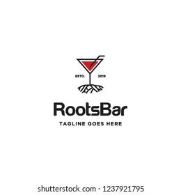 drink glass and roots logo icon vector