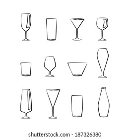 Drink glass set collection vector