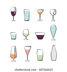 Drink glass set collection vector