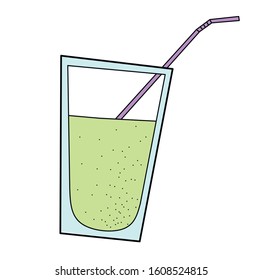 drink in glass, simple flat illustration, cartoon style