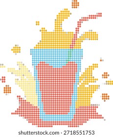 Drink in a glass with splashes made of dots beverage summer