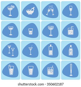 Drink glass vector icon set
