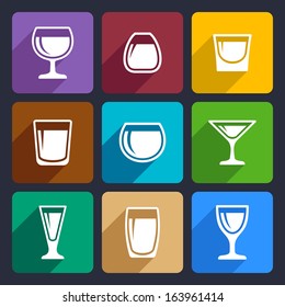 Drink glasses icons set 16