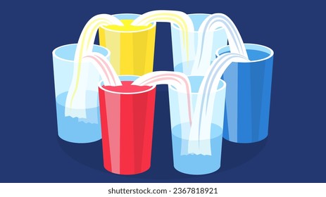 Drink glasses with straws. Vector illustration in flat style.