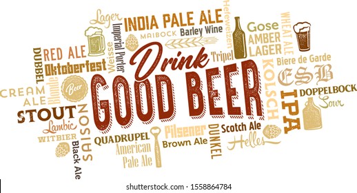 Drink Good Beer Word and Icon Text Cloud