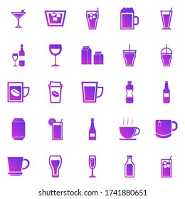 Drink gradient icons on white background, stock vector