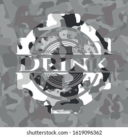 Drink grey camouflaged emblem. Vector Illustration.