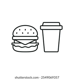 Drink and hamburger set food icon vector basic design simple and modern concept graphic