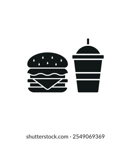 Drink and hamburger set food icon vector basic design simple and modern concept graphic