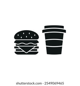 Drink and hamburger set food icon vector basic design simple and modern concept graphic