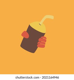 drink holding logo isolated on yellow background