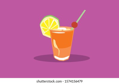 Drink with ice and lemon