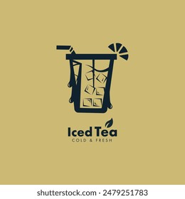 Drink Iced Tea Logo Design Vector