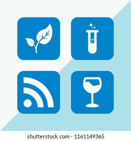 drink icon. 4 drink set with budding leaves, potion, blog and alcohol vector icons for web and mobile app