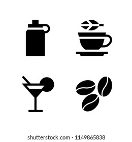drink icon. 4 drink set with coffee, water, tea and cocktail vector icons for web and mobile app