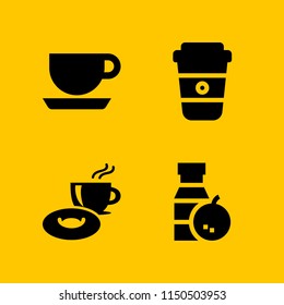 drink icon. 4 drink set with coffee, breakfast, orange juice and coffe cup outline vector icons for web and mobile app