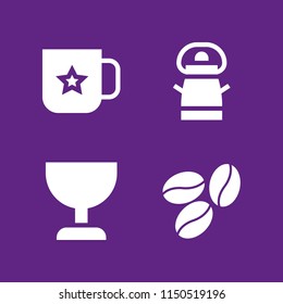 drink icon. 4 drink set with coffee, milk, mug and wine vector icons for web and mobile app