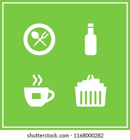 drink icon. 4 drink vector set. coffee cup, shopping basket, restaurant and bottle icons for web and design about drink theme