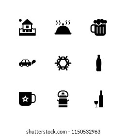 drink icon. 9 drink set with milk, cooler, contamination and mug vector icons for web and mobile app