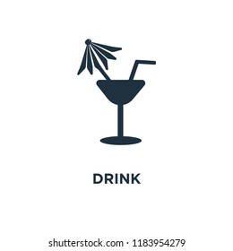 Drink icon. Black filled vector illustration. Drink symbol on white background. Can be used in web and mobile.