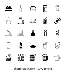 Drink icon. collection of 25 drink filled and outline icons such as double burger with flag, chef hat, beer, soda, tea cup. editable drink icons for web and mobile.