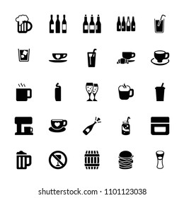 Drink icon. collection of 25 drink filled icons such as bottle, barrel, cream, cleanser, opened champagne, soda, milk glass. editable drink icons for web and mobile.