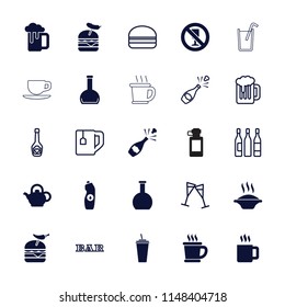 Drink icon. collection of 25 drink filled and outline icons such as soup, water bottle, burger with pepper, burger with sausage. editable drink icons for web and mobile.