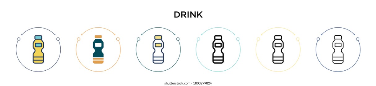 Drink icon in filled, thin line, outline and stroke style. Vector illustration of two colored and black drink vector icons designs can be used for mobile, ui, web