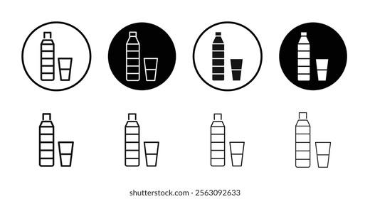 drink icon Flat outline fill set collection