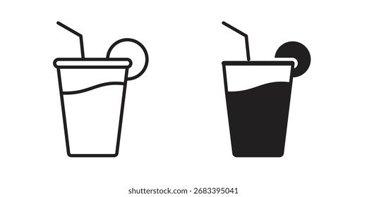 Drink icon flat and stroke style pack on white background. Vector illustrations