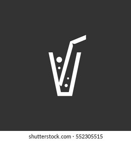 Drink icon isolated on black background. Drink vector logo. Flat design style. Modern vector pictogram for web graphics - stock vector