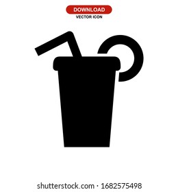 Icono de bebida o logotipo símbolo de signo aislado Ilustración vectorial - Iconos vectoriales de estilo negro de alta calidad
