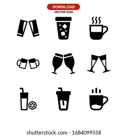 Icono de bebida o logotipo símbolo de signo aislado Ilustración vectorial - Colección de iconos vectoriales de estilo negro de alta calidad
