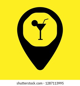 drink icon and map pin. logo concept. Designed for your web site design, logo, app, UI