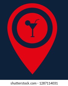 drink icon and map pin. logo concept. Designed for your web site design, logo, app, UI