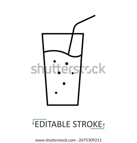 A drink icon in minimalist style with editable stroke. Beverage symbol, summer refreshment, cold liquid, lifestyle element, party object, food concept, casual pictogram, thirst quenching design