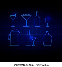 Drink icon neon Style vector illustration