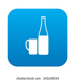 Drink icon on blue background,clean vector