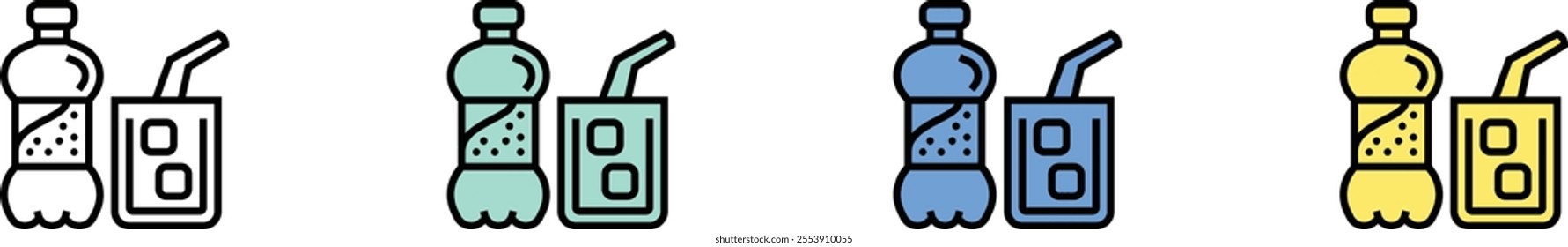 drink icon. Outline, Green, Blue and Yellow Style Design Isolated On White Background