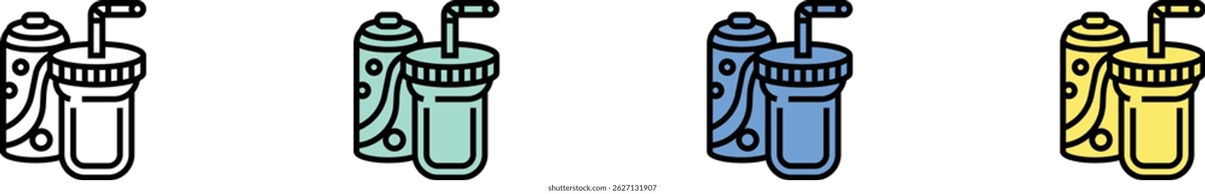 drink icon. Outline, Green, Blue and Yellow Style Design Isolated On White Background