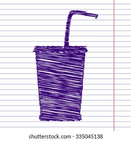 Drink icon with pen and school paper effect 