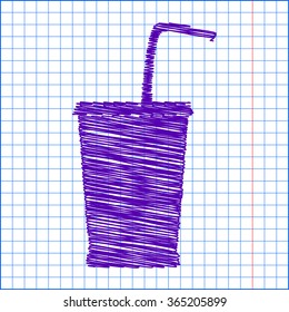 Drink icon with pen and school paper effect 