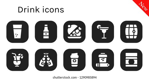  drink icon set. 10 filled drink icons. Simple modern icons about  - Water, Beer, Salver, Cocktail, Coffee, Baby food