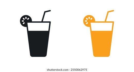 Drink icon set in black and colored version