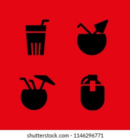 drink icon set with canteen, coconut and mojito vector icons for web and graphic design