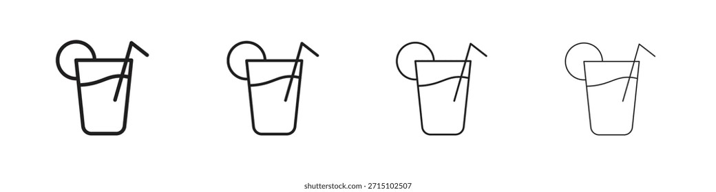 Symbol-Set trinken. Eine Sammlung von einfachen schwarzen dünnen Strichen Symbole
