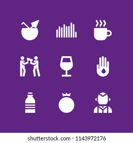 drink icon set with drinking, coconut and pomegranate vector icons for web and graphic design